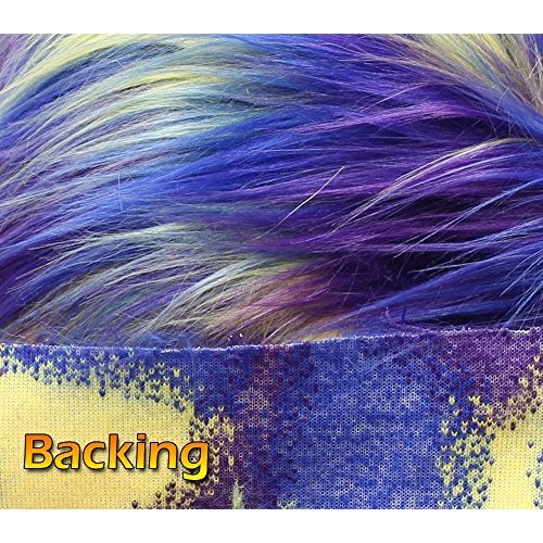 Faux Fur Fabric Long Pile 3 Tone Rainbow Yellow Blue Purple / 60 ...